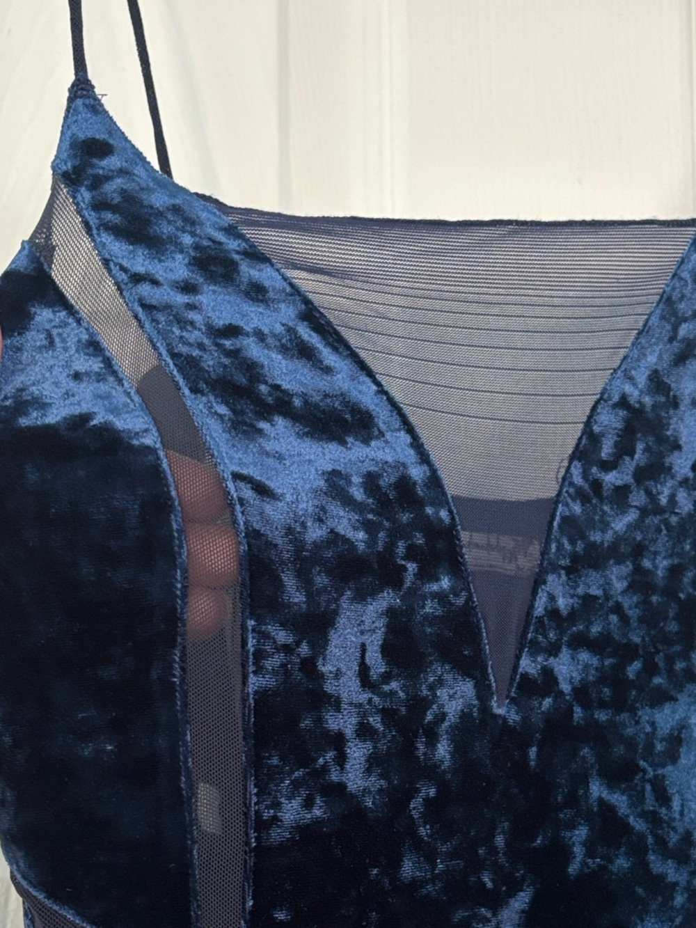 Intimately Free by Free People Moon Child Velvet Mesh Slit Maxi Dress Navy S - Picture 4 of 7